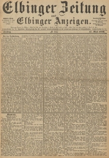 Elbinger Zeitung und Elbinger Anzeigen, Nr. 114 Freitag 17. Mai 1889