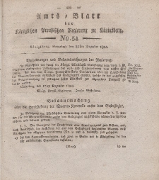 Amts-Blatt der Königlichen Preußischen Regierung zu Königsberg, Mittwoch, 25. Dezember 1824, Nr. 54