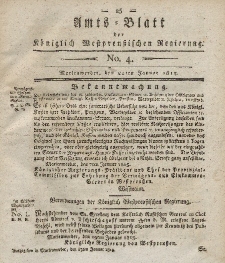 Amts-Blatt der Königlich Westpreußischen Regierung zu Marienwerder, 22. Januar 1813, No. 4.