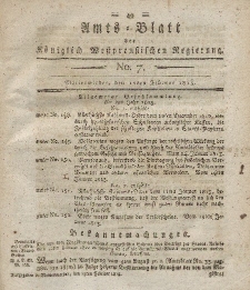 Amts-Blatt der Königlich Westpreußischen Regierung zu Marienwerder, 12. Februar 1813, No. 7.