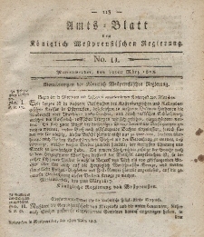 Amts-Blatt der Königlich Westpreußischen Regierung zu Marienwerder, 12. März 1813, No. 11.