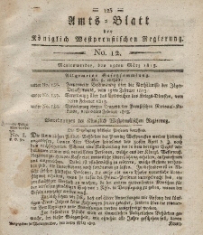 Amts-Blatt der Königlich Westpreußischen Regierung zu Marienwerder, 19. März 1813, No. 12.