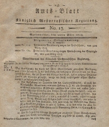 Amts-Blatt der Königlich Westpreußischen Regierung zu Marienwerder, 26. März 1813, No. 13.