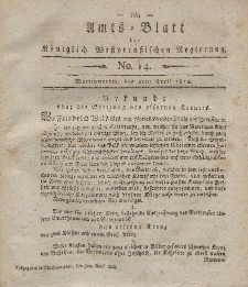 Amts-Blatt der Königlich Westpreußischen Regierung zu Marienwerder, 2. April 1813, No. 14.