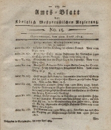 Amts-Blatt der Königlich Westpreußischen Regierung zu Marienwerder, 9. April 1813, No. 15.