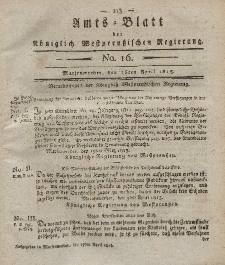 Amts-Blatt der Königlich Westpreußischen Regierung zu Marienwerder, 16. April 1813, No. 16.