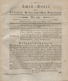 Amts-Blatt der Königlich Westpreußischen Regierung zu Marienwerder, 7. Mai 1813, No. 19.