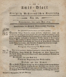 Amts-Blatt der Königlich Westpreußischen Regierung zu Marienwerder, 14. Mai 1813, No. 20.