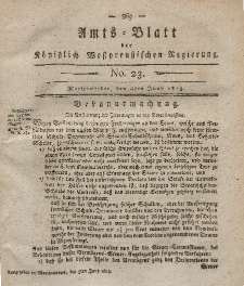 Amts-Blatt der Königlich Westpreußischen Regierung zu Marienwerder, 4. Juni 1813, No. 23.