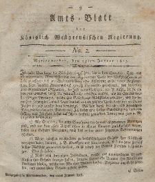 Amts-Blatt der Königlich Westpreußischen Regierung zu Marienwerder, 13. Januar 1815, No. 2.