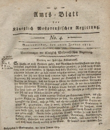 Amts-Blatt der Königlich Westpreußischen Regierung zu Marienwerder, 27. Januar 1815, No. 4.