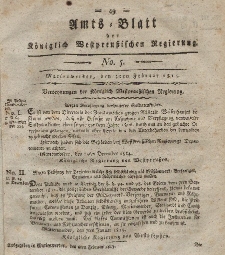 Amts-Blatt der Königlich Westpreußischen Regierung zu Marienwerder, 3. Februar 1815, No. 5.