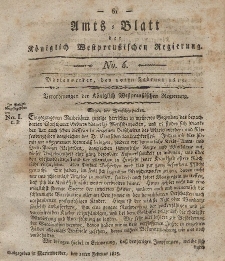 Amts-Blatt der Königlich Westpreußischen Regierung zu Marienwerder, 10. Februar 1815, No. 6.