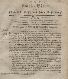 Amts-Blatt der Königlich Westpreußischen Regierung zu Marienwerder, 17. Februar 1815, No. 7.