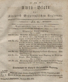 Amts-Blatt der Königlich Westpreußischen Regierung zu Marienwerder, 24. März 1815, No. 12.