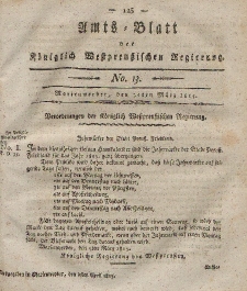 Amts-Blatt der Königlich Westpreußischen Regierung zu Marienwerder, 31. März 1815, No. 13.