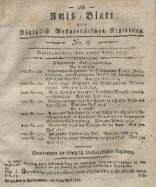 Amts-Blatt der Königlich Westpreußischen Regierung zu Marienwerder, 28. April 1815, No. 17.
