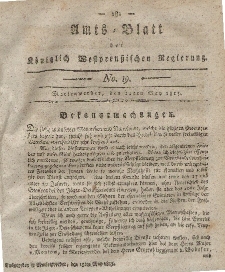 Amts-Blatt der Königlich Westpreußischen Regierung zu Marienwerder, 12. Mai 1815, No. 19.
