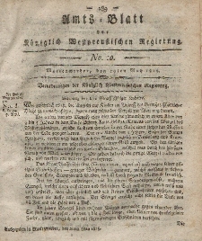 Amts-Blatt der Königlich Westpreußischen Regierung zu Marienwerder, 19. Mai 1815, No. 20.