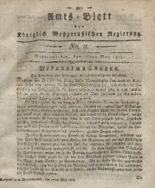 Amts-Blatt der Königlich Westpreußischen Regierung zu Marienwerder, 26. Mai 1815, No. 21.
