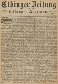 Elbinger Zeitung und Elbinger Anzeigen, Nr. 119 Donnerstag 23. Mai 1889