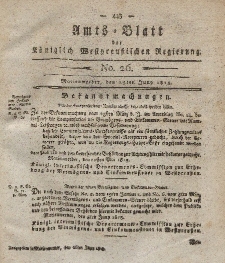 Amts-Blatt der Königlich Westpreußischen Regierung zu Marienwerder, 25. Juni 1813, No. 26.