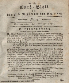 Amts-Blatt der Königlich Westpreußischen Regierung zu Marienwerder, 16. Juni 1815, No. 24.