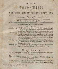 Amts-Blatt der Königlich Westpreußischen Regierung zu Marienwerder, 2. Juli 1813, No. 27.