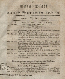 Amts-Blatt der Königlich Westpreußischen Regierung zu Marienwerder, 14. Juli 1815, No. 28.