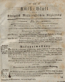 Amts-Blatt der Königlich Westpreußischen Regierung zu Marienwerder, 11. August 1815, No. 32.