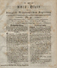 Amts-Blatt der Königlich Westpreußischen Regierung zu Marienwerder, 18. August 1815, No. 33.