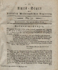 Amts-Blatt der Königlich Westpreußischen Regierung zu Marienwerder, 30. Juli 1813, No. 31.