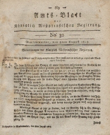 Amts-Blatt der Königlich Westpreußischen Regierung zu Marienwerder, 3. August 1813, No. 32.