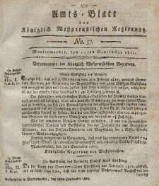 Amts-Blatt der Königlich Westpreußischen Regierung zu Marienwerder, 15. September 1815, No. 37.