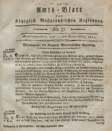 Amts-Blatt der Königlich Westpreußischen Regierung zu Marienwerder, 15. September 1815, No. 37.