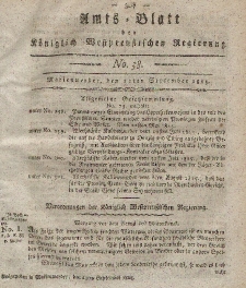 Amts-Blatt der Königlich Westpreußischen Regierung zu Marienwerder, 22. September 1815, No. 38.