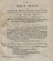 Amts-Blatt der Königlich Westpreußischen Regierung zu Marienwerder, 6. August 1813, No. 33.