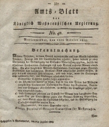 Amts-Blatt der Königlich Westpreußischen Regierung zu Marienwerder, 6. Oktober 1815, No. 40.