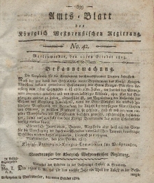 Amts-Blatt der Königlich Westpreußischen Regierung zu Marienwerder, 20. Oktober 1815, No. 42.
