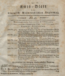 Amts-Blatt der Königlich Westpreußischen Regierung zu Marienwerder, 27. Oktober 1815, No. 43.