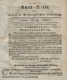 Amts-Blatt der Königlich Westpreußischen Regierung zu Marienwerder, 17. November 1815, No. 46.