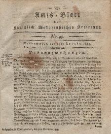 Amts-Blatt der Königlich Westpreußischen Regierung zu Marienwerder, 8. Dezember 1815, No. 49.