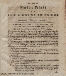 Amts-Blatt der Königlich Westpreußischen Regierung zu Marienwerder, 22. Dezember 1815, No. 51.