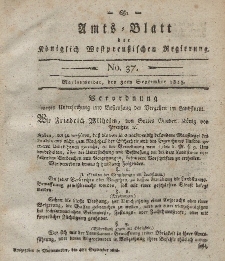 Amts-Blatt der Königlich Westpreußischen Regierung zu Marienwerder, 3. September 1813, No. 37.