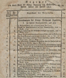 Amts-Blatt der Königlich Westpreußischen Regierung zu Marienwerder für das Jahr 1815 (Register)