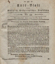 Amts-Blatt der Königlich Westpreußischen Regierung zu Marienwerder, 15. Oktober 1813, No. 43.