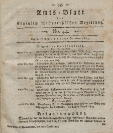Amts-Blatt der Königlich Westpreußischen Regierung zu Marienwerder, 22. Oktober 1813, No. 44.