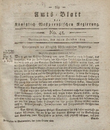 Amts-Blatt der Königlich Westpreußischen Regierung zu Marienwerder, 29. Oktober 1813, No. 45.