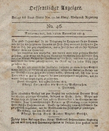 Amts-Blatt der K&ouml;niglich Westpreu&szlig;ischen Regierung zu Marienwerder, 12. November 1813, No. 47.