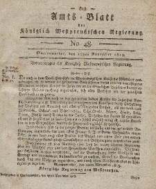 Amts-Blatt der Königlich Westpreußischen Regierung zu Marienwerder, 16. November 1813, No. 48.